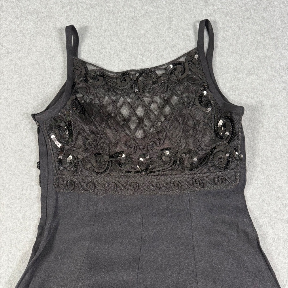 Bari Jay Vintage 90s Black Sequin Lace Maxi Dress Formal Gown Size 5-6 - Picture 11 of 11